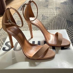 Schutz Cadey Lee Ankle Strap Heels Nude Beige Stilettos Revolve